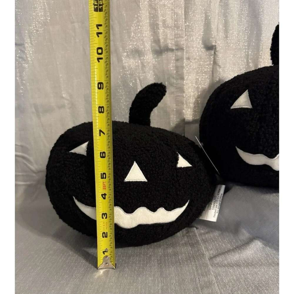 Pair of New Plush Jack-o'-Lantern Decorative Pillows•Black&White•Fall•Halloween